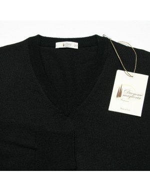 Maglia di cashmere,seta e lana con collo a V, pullover