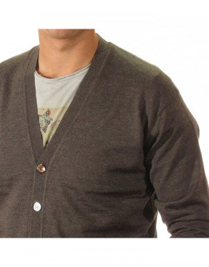 Cardigan cashmere,seta e lana uomo