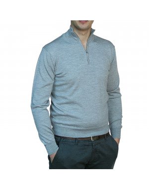 Maglia cashmere,seta e lana uomo lupetto con zip