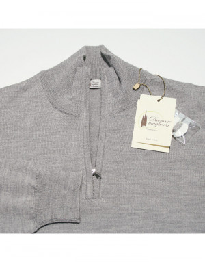 Maglia cashmere,seta e lana uomo lupetto con zip