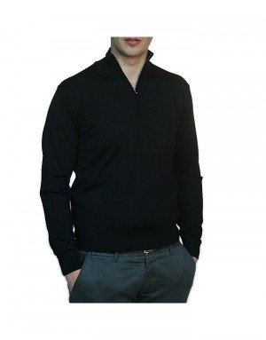 Maglia cashmere,seta e lana uomo lupetto con zip