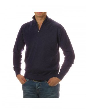 Maglia cashmere,seta e lana uomo lupetto con zip