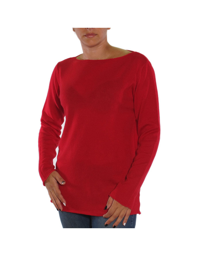 Maglia con collo a barca di cashmere per donna colore rosso