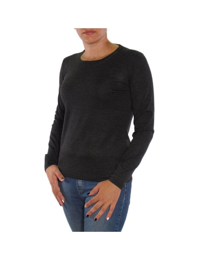 Maglia girocollo cashmere donna antracite