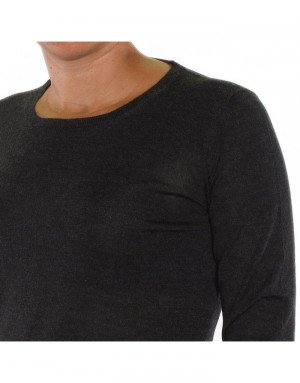 Maglia girocollo cashmere donna antracite