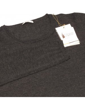 Maglia girocollo cashmere donna antracite