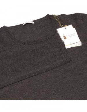 Maglia girocollo cashmere donna antracite