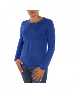 Maglia girocollo cashmere donna bluette