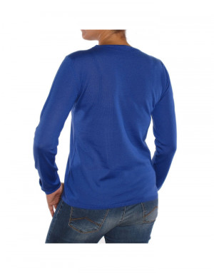 Maglia girocollo cashmere donna bluette