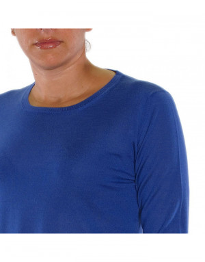 Maglia girocollo cashmere donna bluette