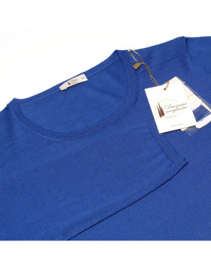 Maglia girocollo cashmere donna bluette