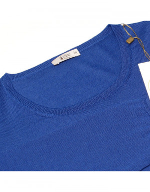 Maglia girocollo cashmere donna bluette