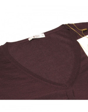 Maglia con scollo a V cashmere donna marrone