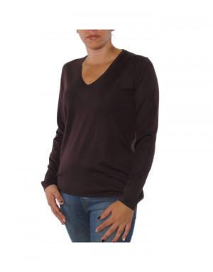 Maglia con scollo a V cashmere donna marrone