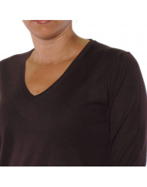 Maglia con scollo a V cashmere donna marrone