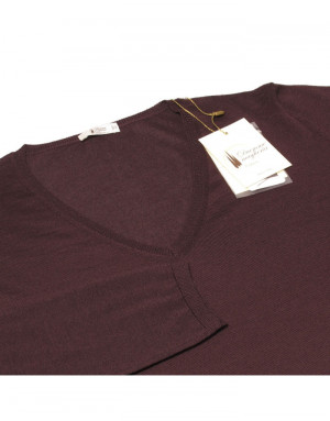 Maglia con scollo a V cashmere donna marrone