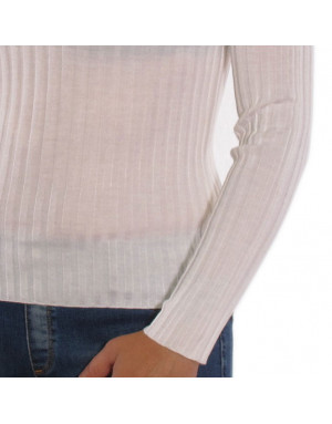 Maglia cashmere e seta donna bianca