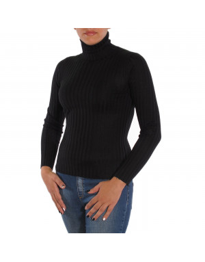 Maglia cashmere e seta donna nera