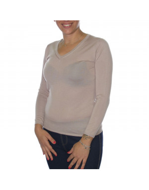 Maglia cashmere con scollo a V donna rosa