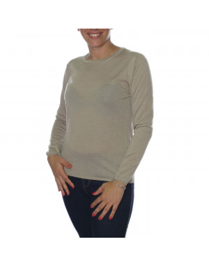 Maglia cashmere girocollo donna beige