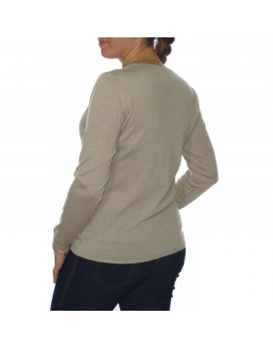 Maglia cashmere girocollo donna beige