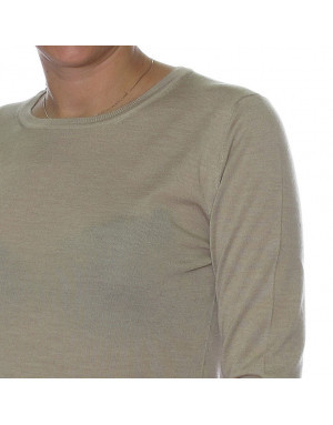 Maglia cashmere girocollo donna beige