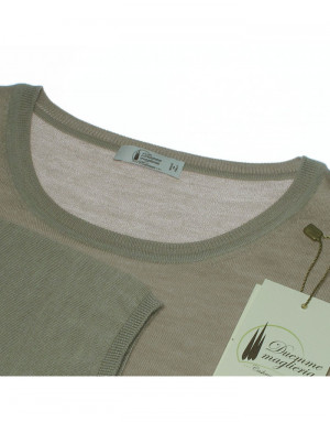 Maglia cashmere girocollo donna beige