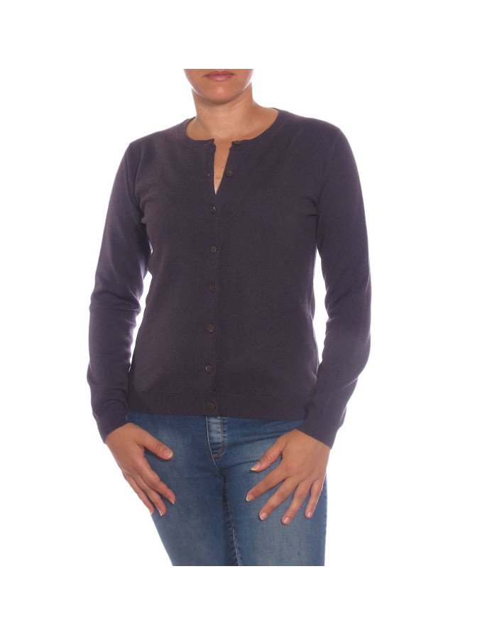 Cardigan pullover donna Lana Cachemire grigio tessuto a trecce con bottoni