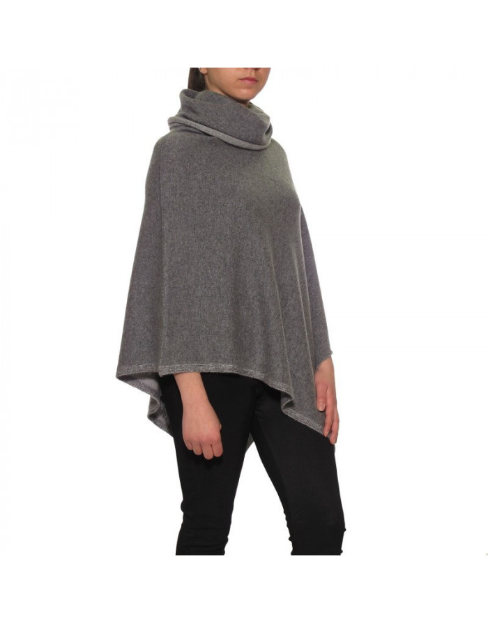 Poncho cashmere double-face