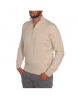 Maglia lupetto zip uomo misto cashmere