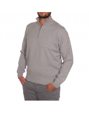 Maglia lupetto zip misto cashmere per uomo