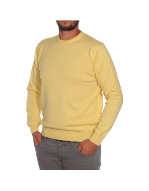 Maglia maglione girocollo uomo cashmere giallo