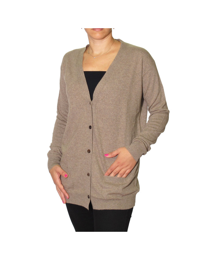 Cardigan giacca cashmere donna colore noce