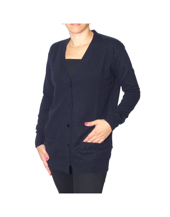 Cardigan giacca cashmere donna colore blu