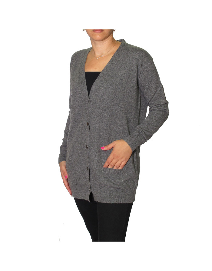 Cardigan giacca cashmere donna colore grigio