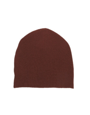 Cappello cashmere a coste ruggine